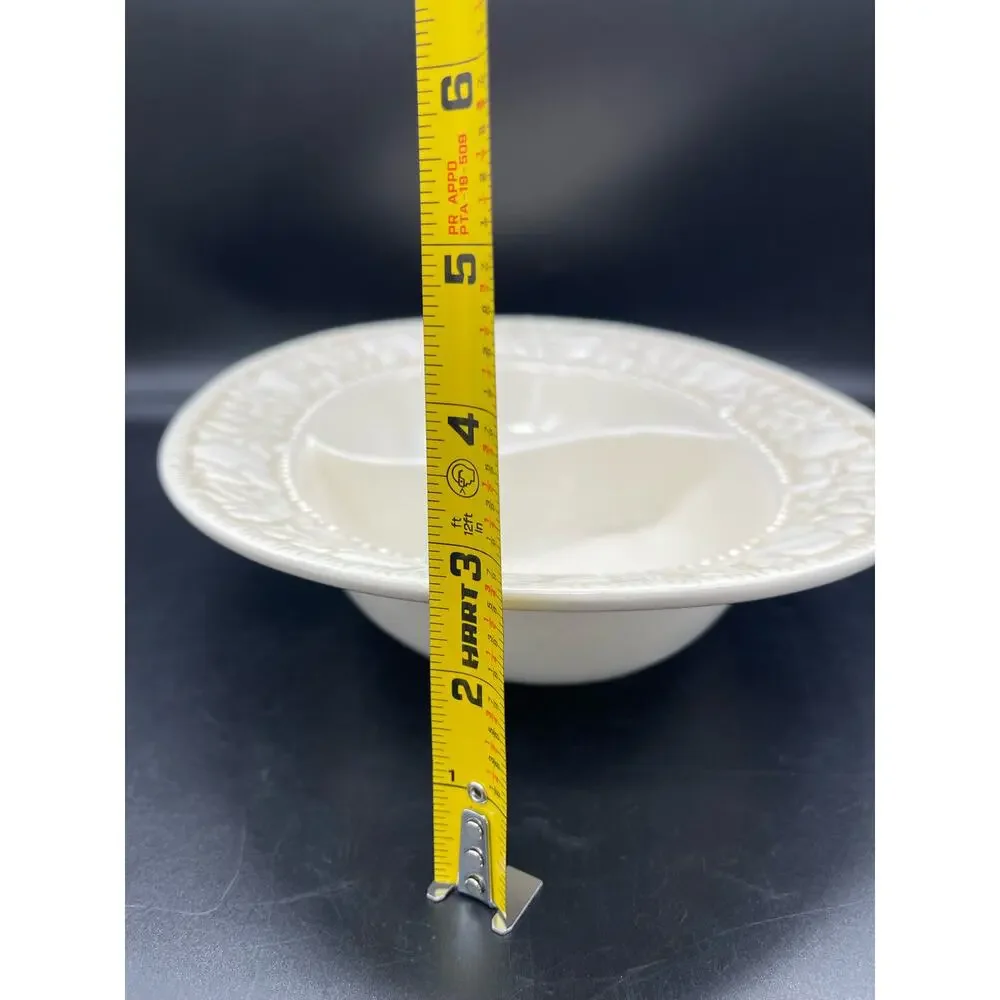 Vintage Metlox Vernon Ware Embossed Antiqua Divided Oval Serving Bowl 12